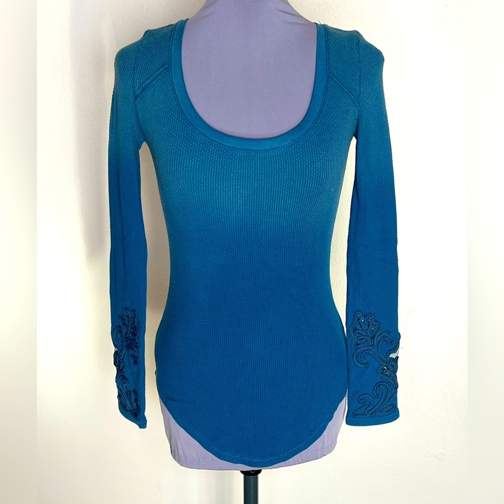 Free People Ombré Thermal with Decorative Sleeve Stitching S